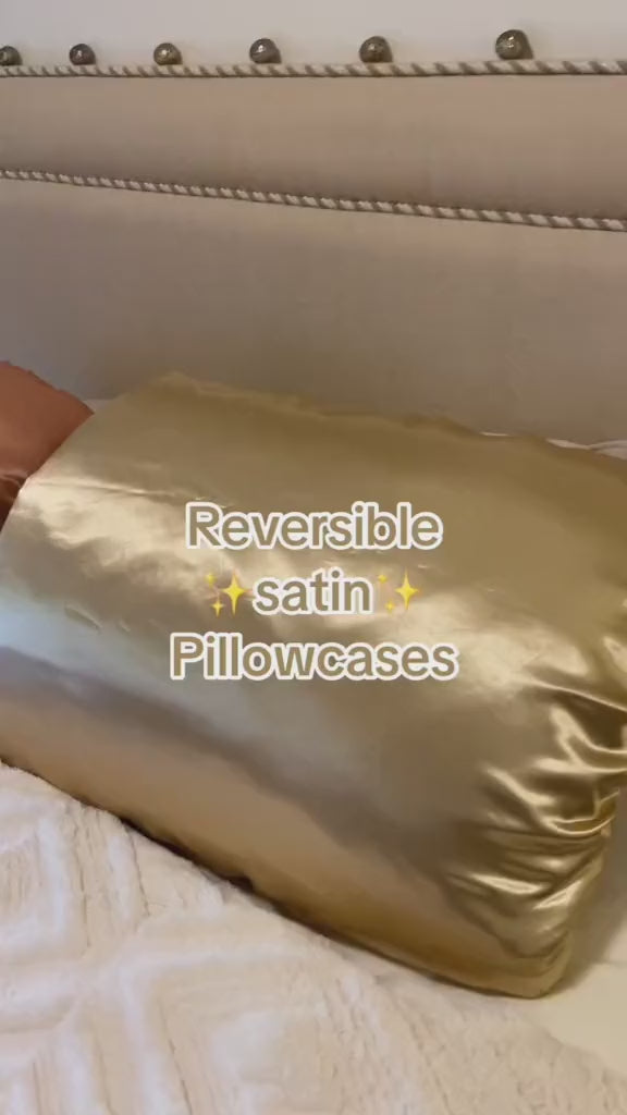 Load video: Reversible Satin Pillowcase Hypoallergenic Vegan 